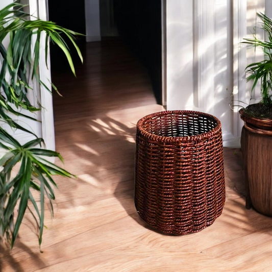 Handmade Twisted Jute Rope Planter in Brown
