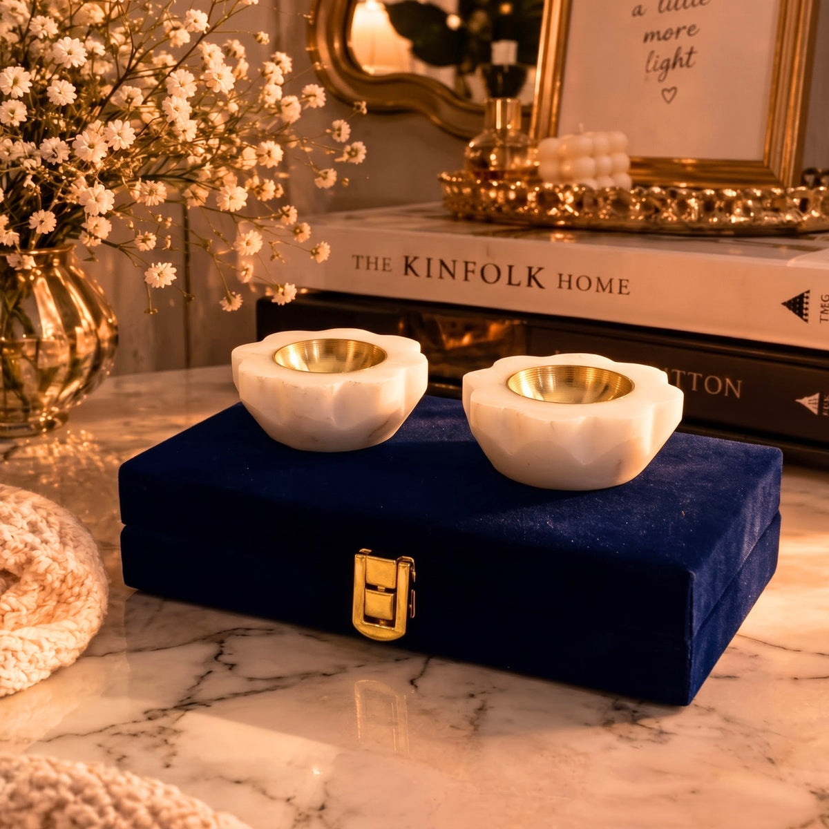 Marble Bloom Diyas