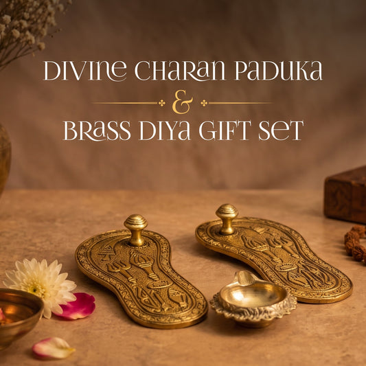 Divine Charan Paduka & Brass Diya Gift Set