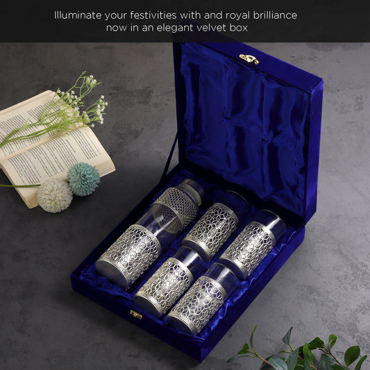 German Silverware Bottle & Glass Set