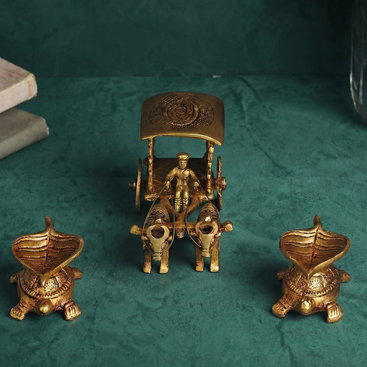 Brass Bullock Cart & Kuber Diyas