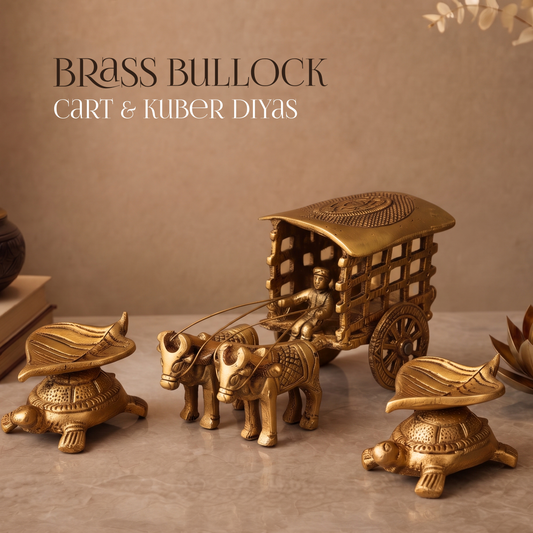 Brass Bullock Cart & Kuber Diyas