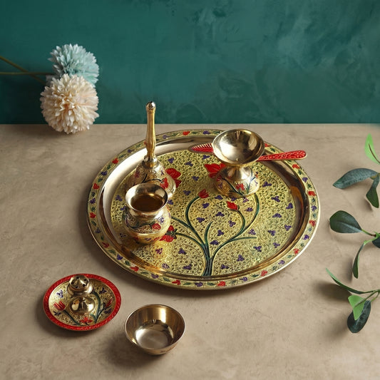 Brass Puja Thali Set - Traditional Grandeur for Every Celebration