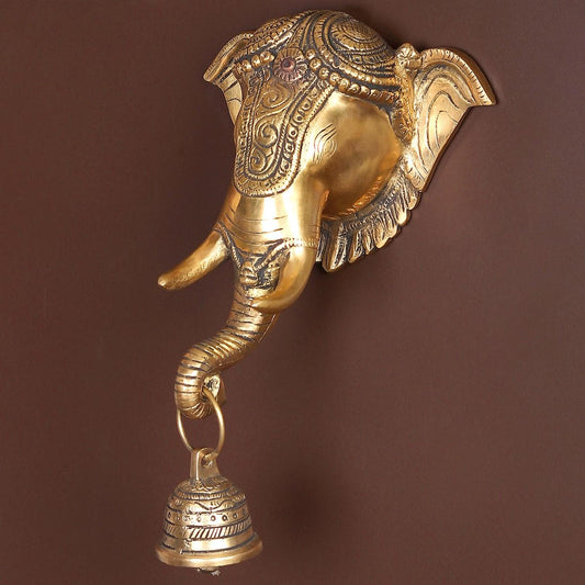 Shubh Ganesha Brass Idol for Wall Decor