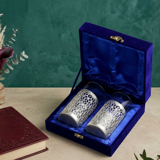 Elegant German Silver Glass Set for Festive Dining (Set of 4)