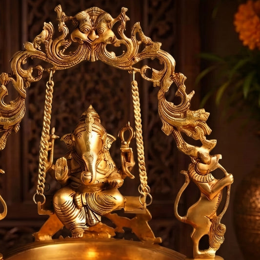 Ganesha Brass Swing with Uruli Bowl