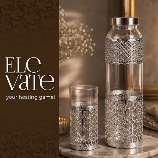 German Silverware Bottle & Glass Set | Premium Blue Velvet Gift Box
