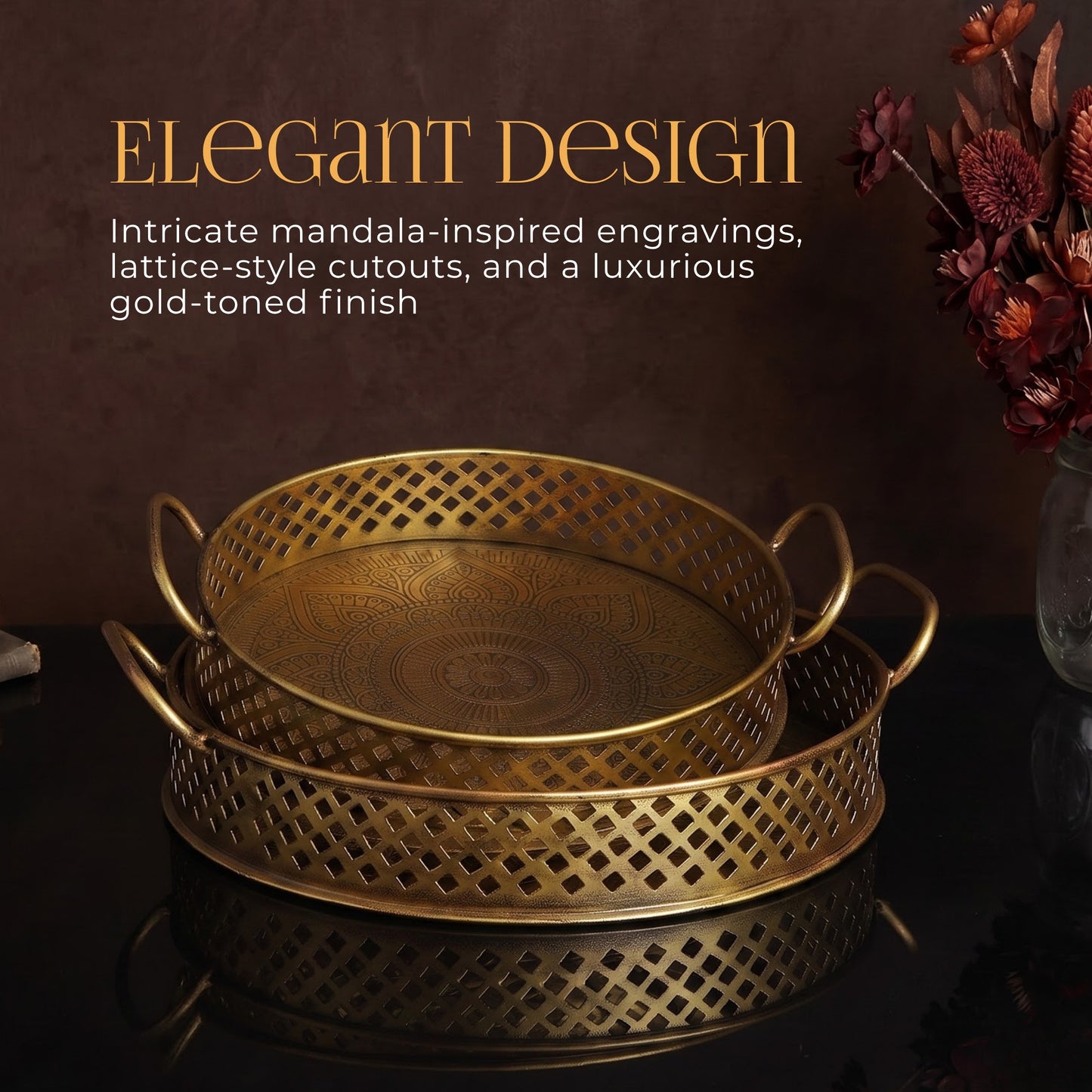 Golden Mandala Tray Set