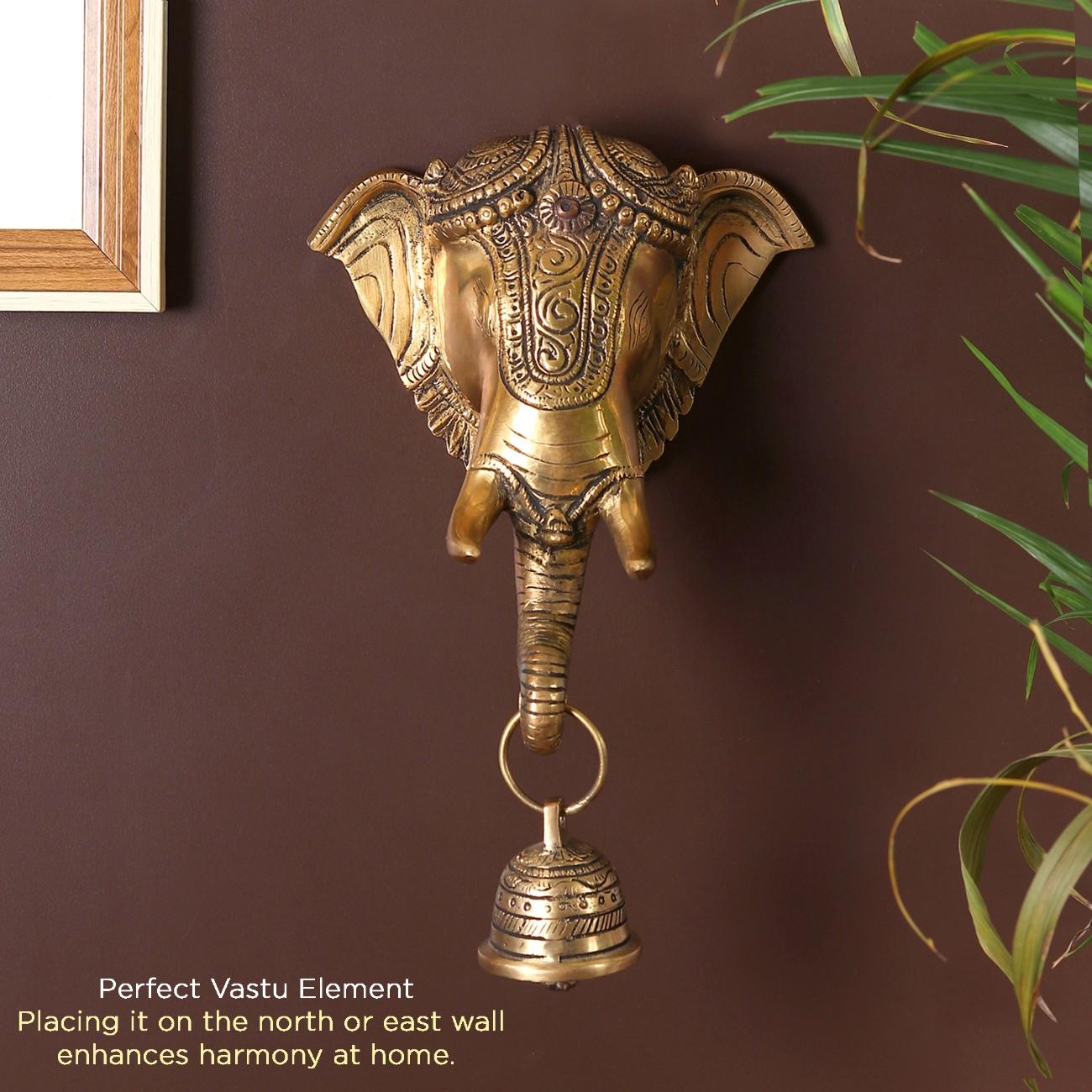 Shubh Ganesha Brass Idol for Wall Decor