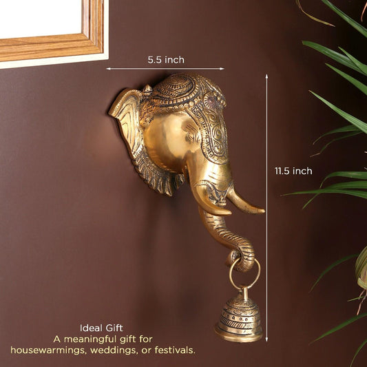 Shubh Ganesha Brass Idol for Wall Decor