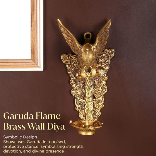 Garuda Wall Hanging Brass Diya Lamp