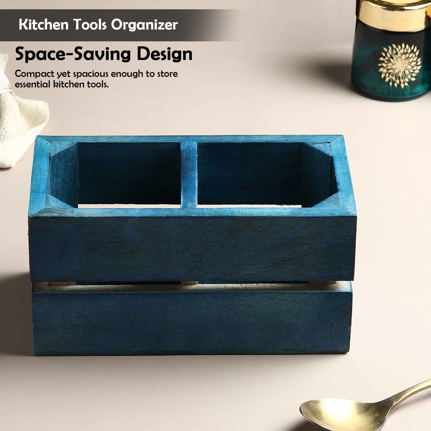 Turquoise Cutlery Organizer + Kitchen Tools Organize