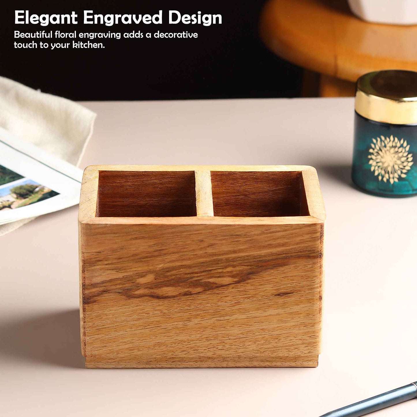 Wooden kitchen tool organizer