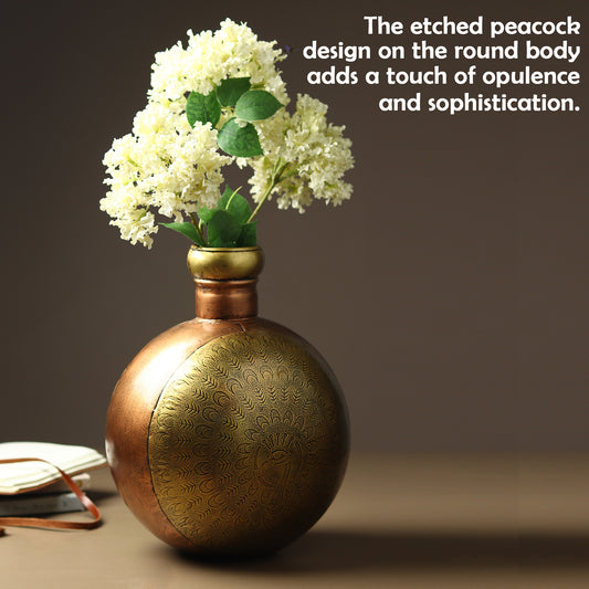 Peacock Etched Vase