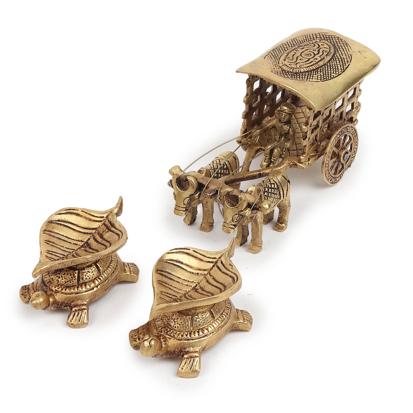 Brass Bullock Cart & Kuber Diyas