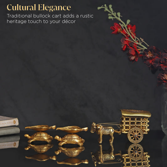 Brass Bullock Cart & Kuber Diyas
