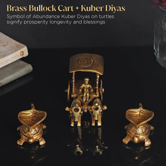 Brass Bullock Cart & Kuber Diyas
