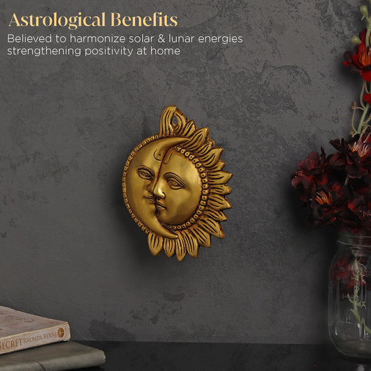 Brass Surya-Chandra Wall Hanging