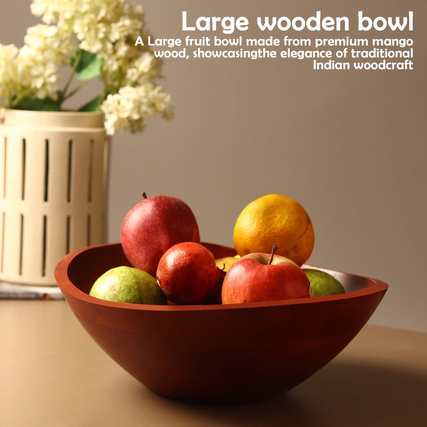 Large Wooden Bowl - Premium Mango Wood