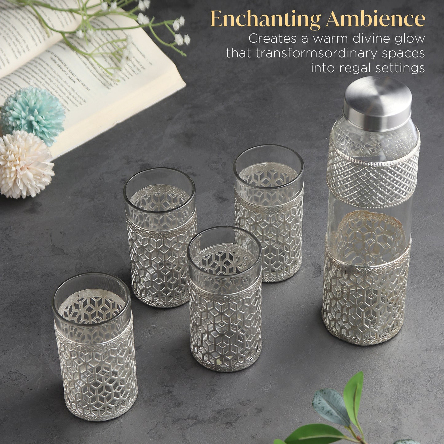 German Silverware Bottle & Glass Set