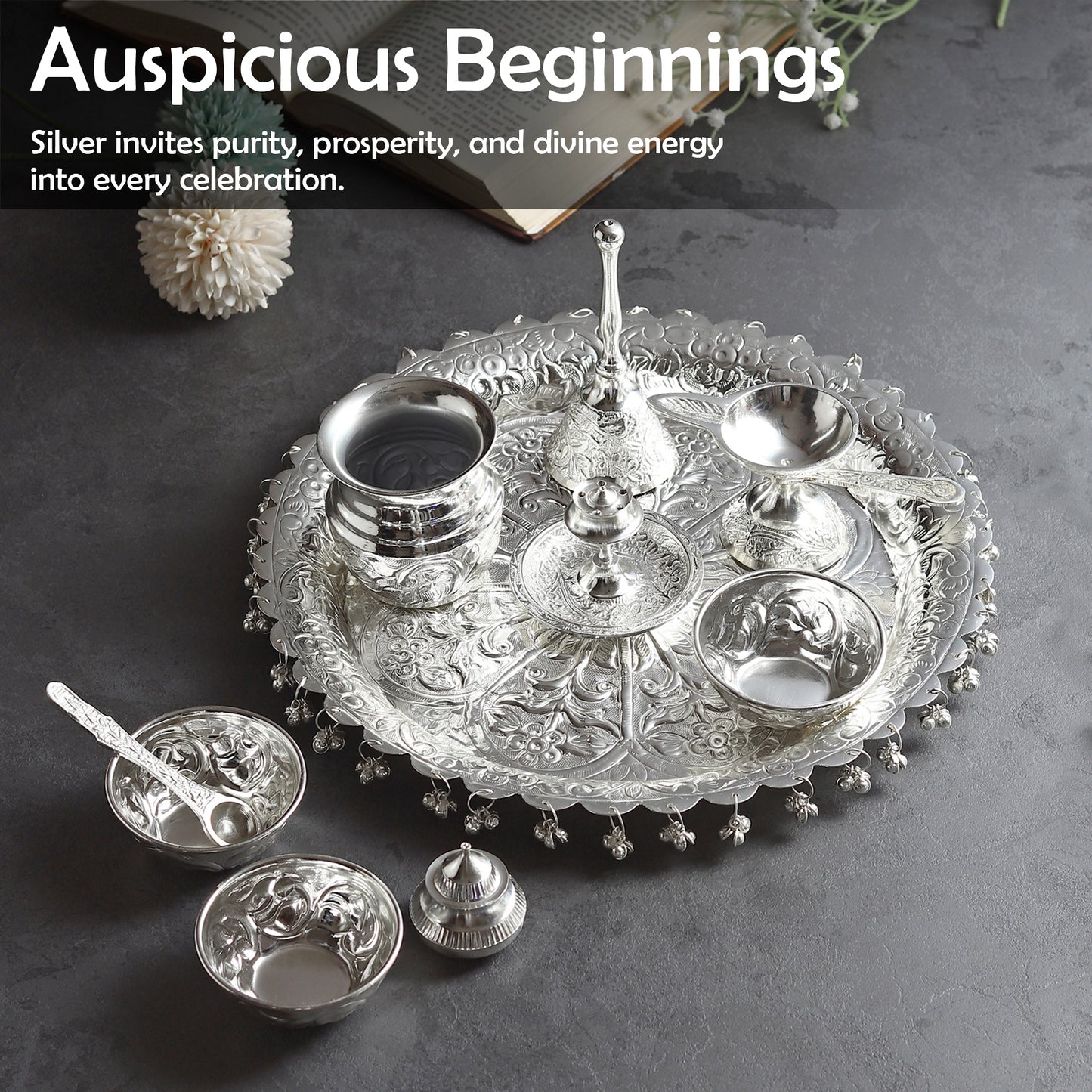 Silver Puja Thali - Auspicious Elegance in Every Ritual