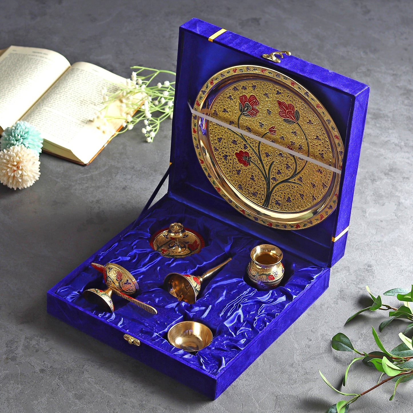 Brass Puja Thali Set - Traditional Grandeur for Every Celebration