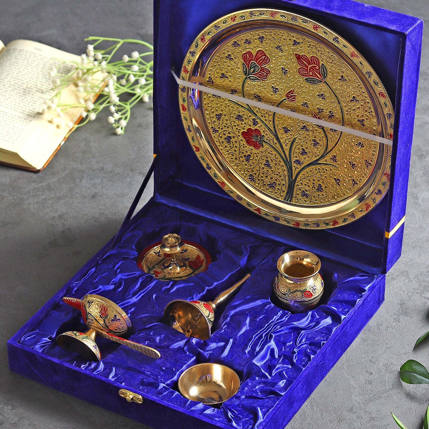 Brass Puja Thali Set - Traditional Grandeur for Every Celebration