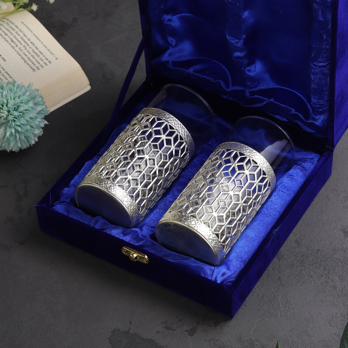 Elegant German Silver Glass Set for Festive Dining (Set of 4)