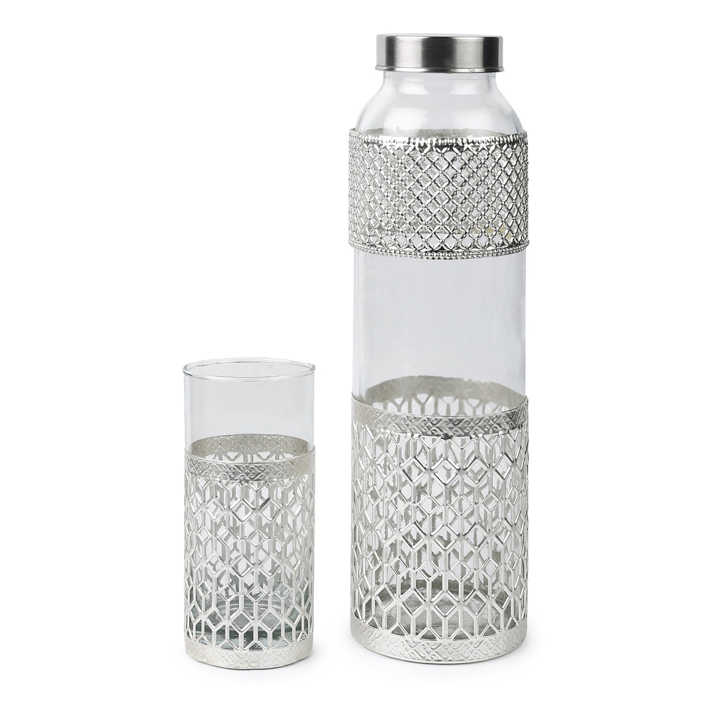 German Silverware Bottle & Glass Set | Premium Blue Velvet Gift Box