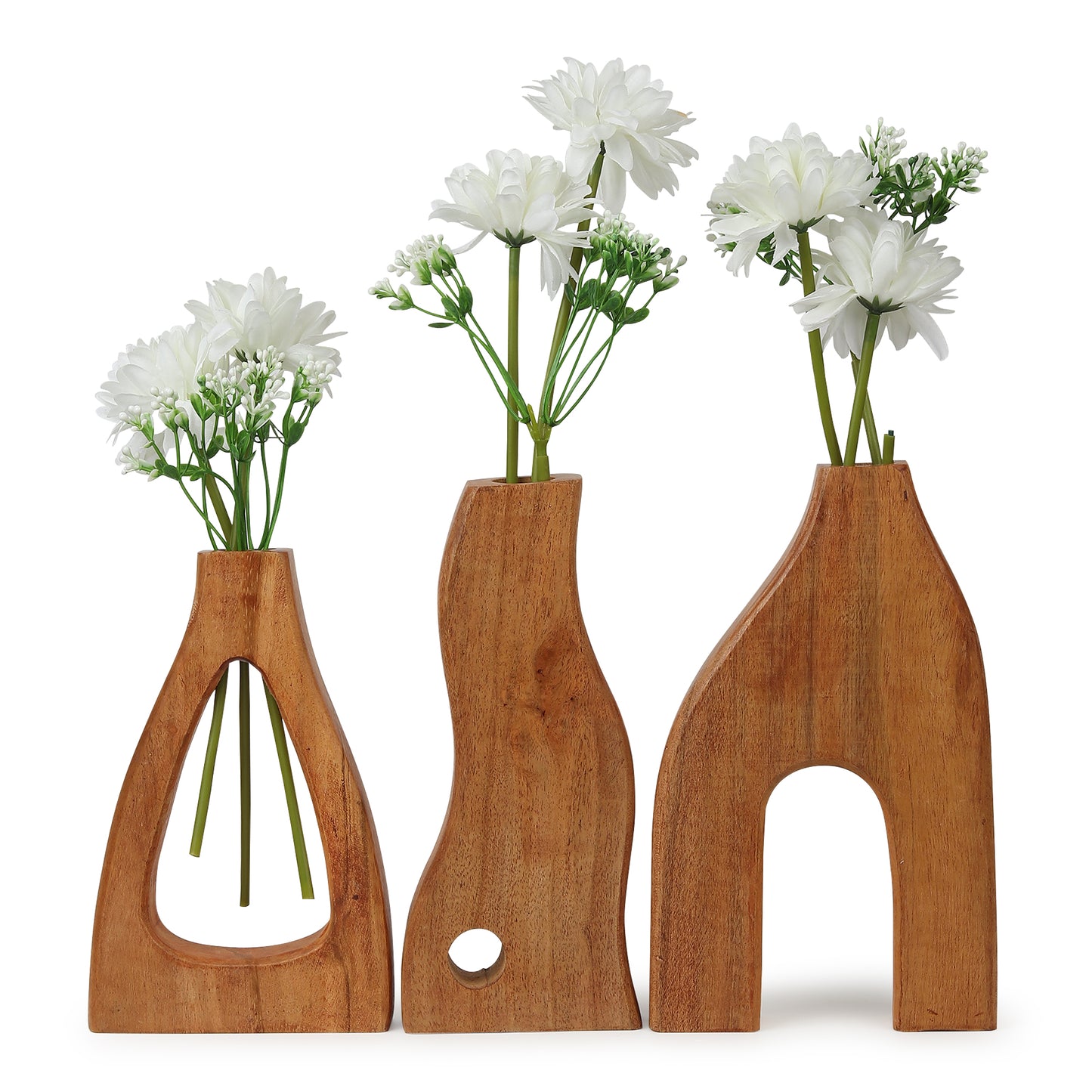 Formscape Wooden Vases – Set of 3 Handcarved Wood Vases