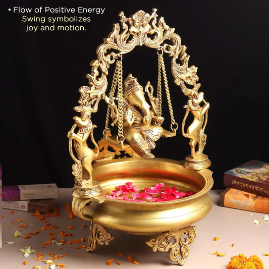 Ganesha Brass Swing with Uruli Bowl