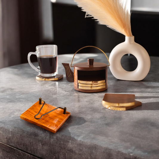 Kettle Coaster (set of 6) + Napkin holder with clip