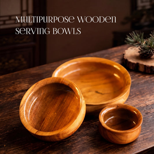 Multipurpose Wooden Serving Bowls (Set of 3)