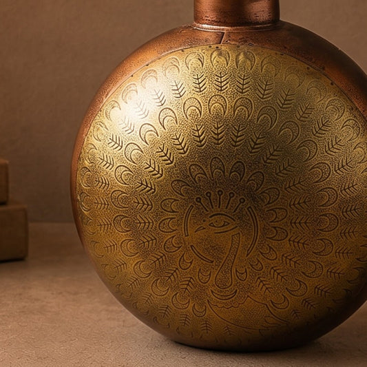 Peacock Etched Vase
