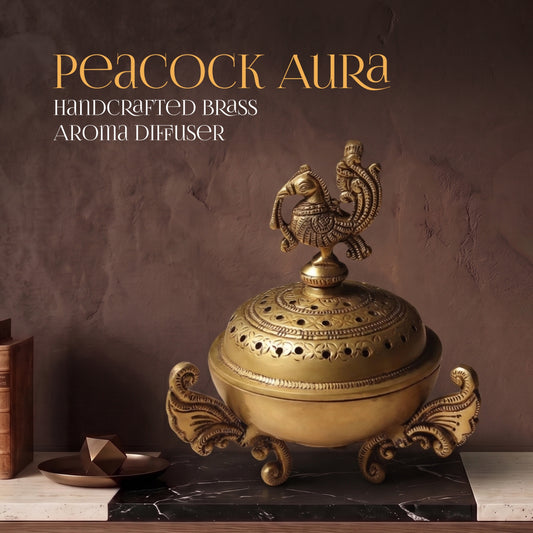 Peacock Aura Handcrafted Brass Aroma Diffuser