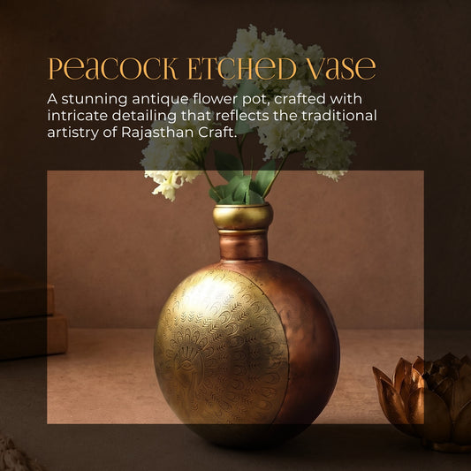 Peacock Etched Vase
