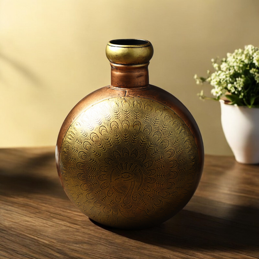 Peacock Etched Vase