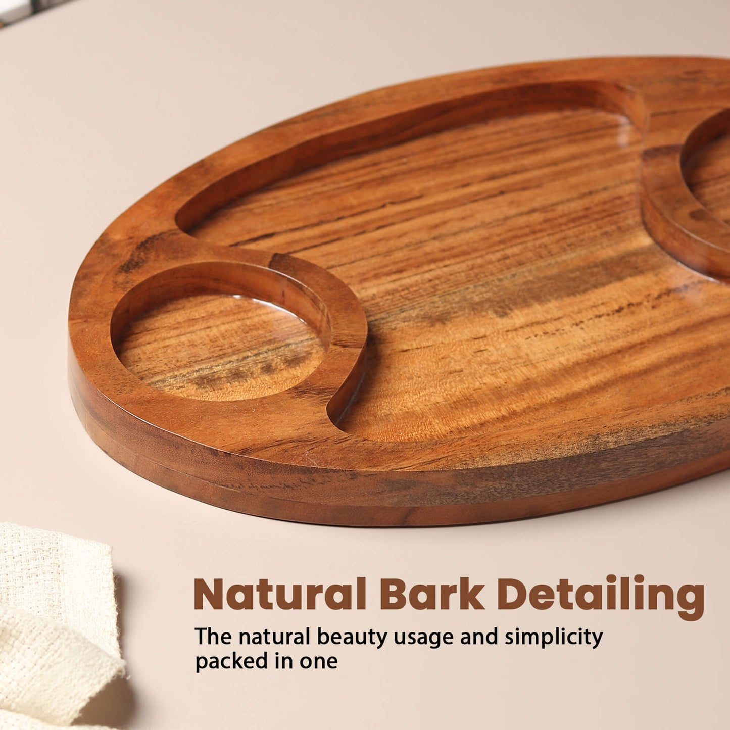 Wooden Khaat Styled Serving Platter + Wooden Serving Platter with Dip