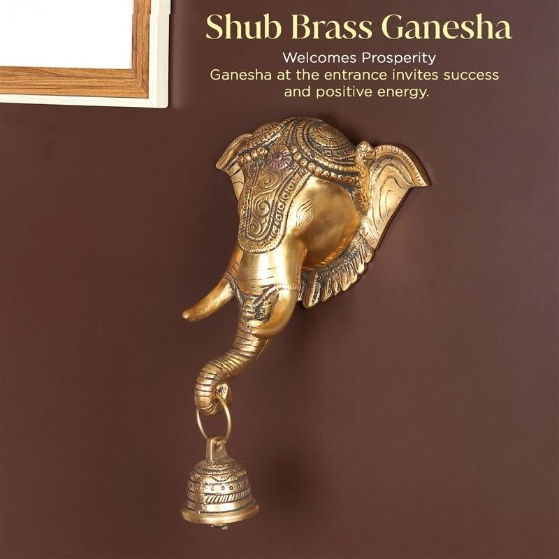 Shubh Ganesha Brass Idol for Wall Decor