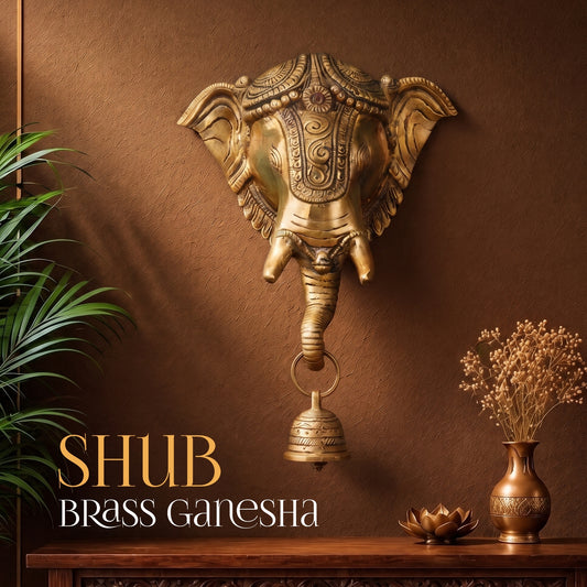 Shubh Ganesha Brass Idol for Wall Decor