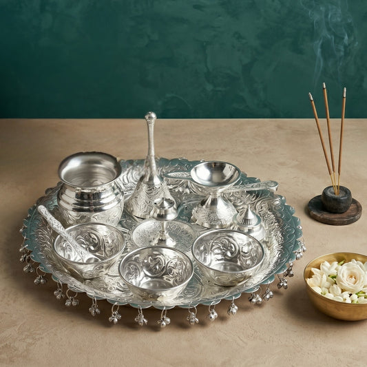 Silver Puja Thali - Auspicious Elegance in Every Ritual