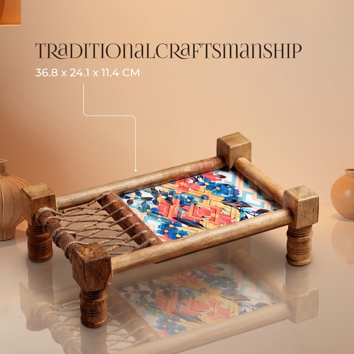 Wooden Khaat Styled Serving Platter