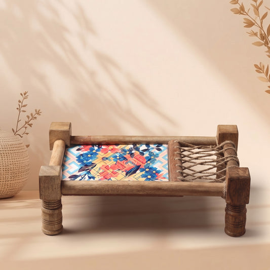 Wooden Khaat Styled Serving Platter + Wooden Serving Platter with Dip