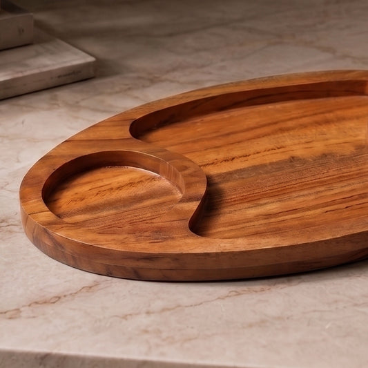 Wooden Serving Platter with Dip