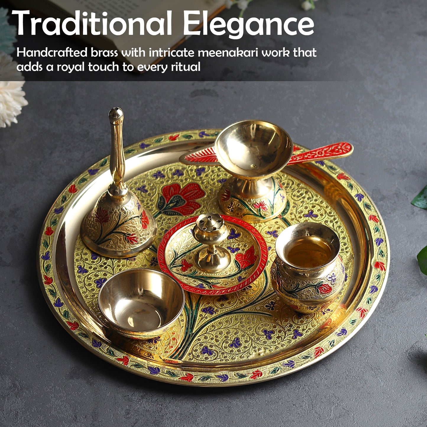 Brass Puja Thali Set - Traditional Grandeur for Every Celebration
