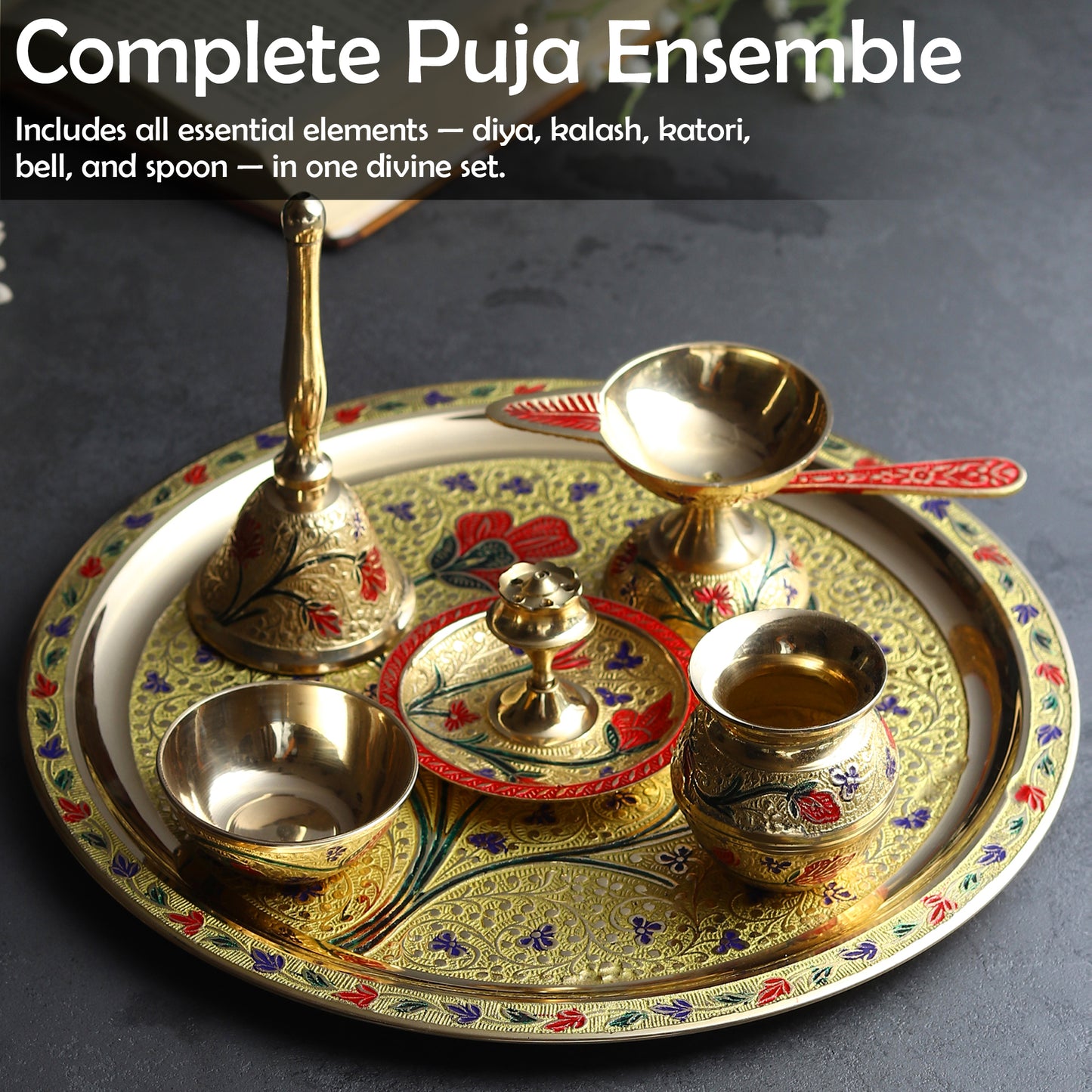Brass Puja Thali Set - Traditional Grandeur for Every Celebration