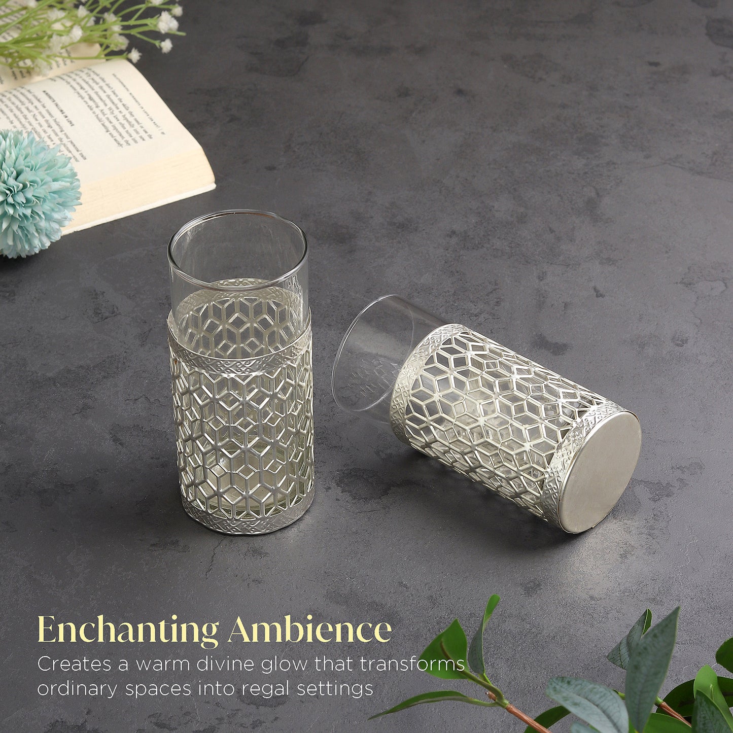Elegant German Silver Glass Set for Festive Dining (Set of 4)