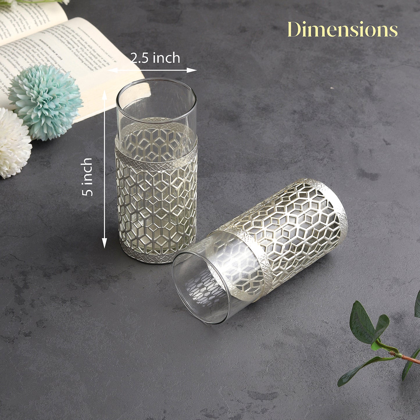 Elegant German Silver Glass Set for Festive Dining (Set of 4)