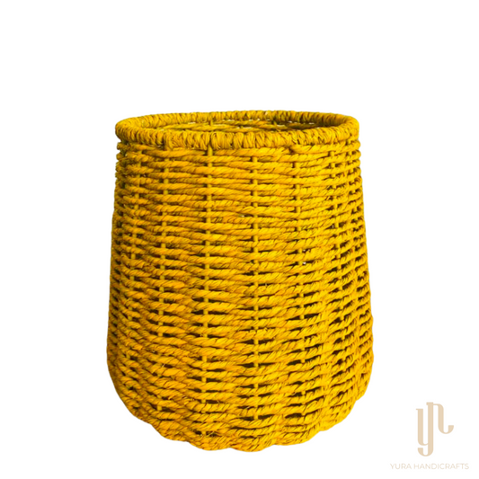 Handmade Twisted Jute Rope Planter in Yellow