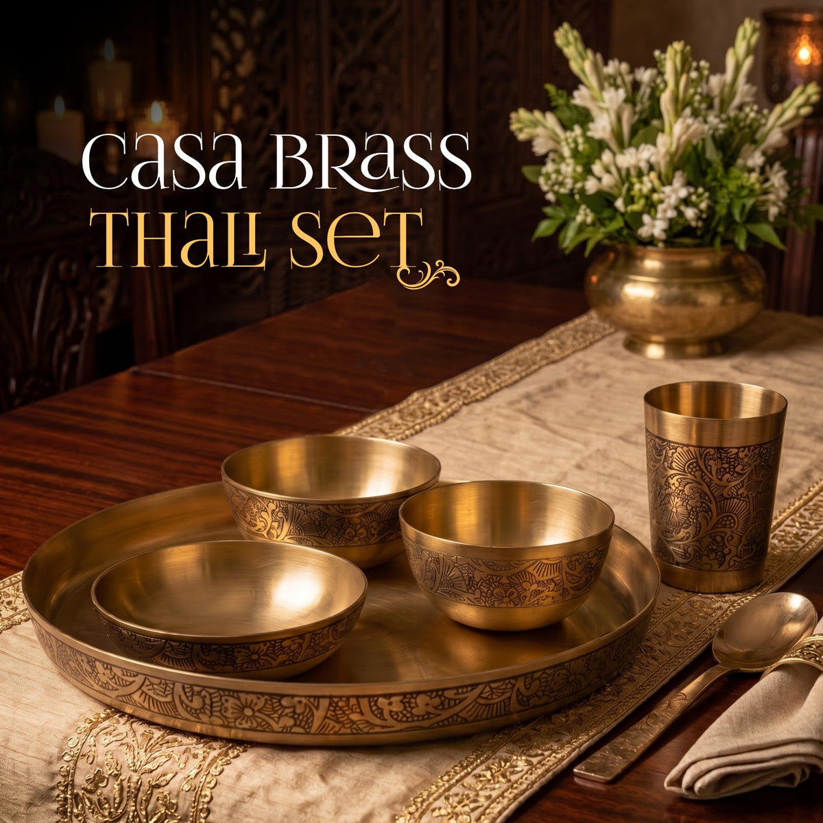 Casa Brass Thali Set
